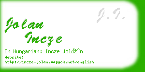 jolan incze business card